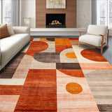Ultra Soft Area Rug, Non Slip, Stain Resistant, Washable Area Rugs for Living Room, Bedroom, Bold Abstract Geometric Fusion(Orange)