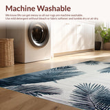 Ultra Soft Area Rug, Non Slip, Stain Resistant, Washable Area Rugs for Living Room, Bedroom, Rustic Neutral Palm Motif(Blue)