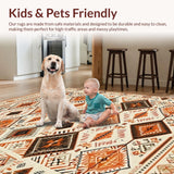 Ultra Soft Area Rug, Non Slip, Stain Resistant, Washable Area Rugs for Living Room, Bedroom, Stylish Diamond Lattice in Earthy Tones(Orange)