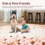Ultra Soft Area Rug, Non Slip, Stain Resistant, Washable Area Rugs for Living Room, Bedroom, Elegant Round Nature Inspired(Beige)