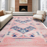 Ultra Soft Area Rug, Non Slip, Stain Resistant, Washable Area Rugs for Living Room, Bedroom, Vibrant Abstract Geometric Fusion(Pink)