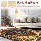 Ultra Soft Area Rug, Non Slip, Stain Resistant, Washable Area Rugs for Living Room, Bedroom, Exotic Elephant Geometric Motif(Yellow)