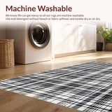 Ultra Soft Area Rug, Non Slip, Stain Resistant, Washable Area Rugs for Living Room, Bedroom, Striking Black and White Geometric Pattern Runner Rug for Stylish Spaces(Black)