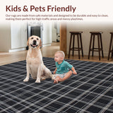 Ultra Soft Area Rug, Non Slip, Stain Resistant, Washable Area Rugs for Living Room, Bedroom, Sleek Monochrome Geometric Texture(Black)