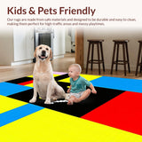 Ultra Soft Area Rug, Non Slip, Stain Resistant, Washable Area Rugs for Living Room, Bedroom, Dynamic Rainbow Face Composition(Blue)