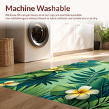 Ultra Soft Area Rug, Non Slip, Stain Resistant, Washable Area Rugs for Living Room, Bedroom, Hawaiian Botanical Bedroom Soft Floor Rug(Green)