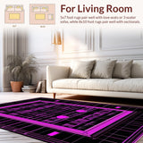 Ultra Soft Area Rug, Non Slip, Stain Resistant, Washable Area Rugs for Living Room, Bedroom, Colorful Retro Arcade Aesthetic(Purple)