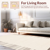 Ultra Soft Area Rug, Non Slip, Stain Resistant, Washable Area Rugs for Living Room, Bedroom, Serene Creamy Tidal Line Artistry(Beige)