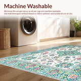 Ultra Soft Area Rug, Non Slip, Stain Resistant, Washable Area Rugs for Living Room, Bedroom, Vintage Eclectic Botanical Design(White)