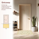 Ultra Soft Area Rug, Non Slip, Stain Resistant, Washable Area Rugs for Living Room, Bedroom, & Non Shedding Ivory Beige(White)