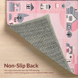 Ultra Soft Area Rug, Non Slip, Stain Resistant, Washable Area Rugs for Living Room, Bedroom, Creative Soft-Textured Artful Scene(Pink)