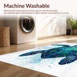Ultra Soft Area Rug, Non Slip, Stain Resistant, Washable Area Rugs for Living Room, Bedroom, Sea Turtle Mosaic Wave Pattern Rug with Nautical Ocean Blue Abstract Design(Blue)