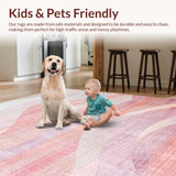 Ultra Soft Area Rug, Non Slip, Stain Resistant, Washable Area Rugs for Living Room, Bedroom, Coquette Bow Accent Rug with Graceful Contour Lines and Art Deco Detailing(Pink)