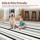 Bold Striped Accent with Symmetrical Monochrome Line Art(Beige)