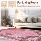 Ultra Soft Area Rug, Non Slip, Stain Resistant, Washable Area Rugs for Living Room, Bedroom, Stylish Whimsical Cowgirl Design(Pink)