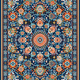 Ultra Soft Area Rug, Non Slip, Stain Resistant, Washable Area Rugs for Living Room, Bedroom, Dynamic Color Splash Medallion Style(Blue)