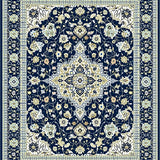 Ultra Soft Area Rug, Non Slip, Stain Resistant, Washable Area Rugs for Living Room, Bedroom, Indigo Hues Area Traditional Medallion Design Ivory Beige(Blue)