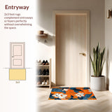 Ultra Soft Area Rug, Non Slip, Stain Resistant, Washable Area Rugs for Living Room, Bedroom, Dynamic Nature-Themed Motif(Orange)