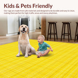 Ultra Soft Area Rug, Non Slip, Stain Resistant, Washable Area Rugs for Living Room, Bedroom, Sunny Checkered Modern Aesthetic(Yellow)