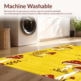 Ultra Soft Area Rug, Non Slip, Stain Resistant, Washable Area Rugs for Living Room, Bedroom, Vibrant Quirky Nature Motif(Yellow)