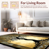 Ultra Soft Area Rug, Non Slip, Stain Resistant, Washable Area Rugs for Living Room, Bedroom, Artistic Organic Pattern Fusion(Gold)