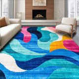 Ultra Soft Area Rug, Non Slip, Stain Resistant, Washable Area Rugs for Living Room, Bedroom, Bold Modern Artistic Expression(Blue)
