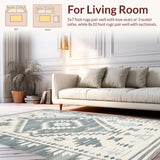 Ultra Soft Area Rug, Non Slip, Stain Resistant, Washable Area Rugs for Living Room, Bedroom, Elegant Minimalist Lattice Pattern(Gray)