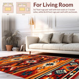 Ultra Soft Area Rug, Non Slip, Stain Resistant, Washable Area Rugs for Living Room, Bedroom, Rustic Earthy Southwestern Motif(Red)