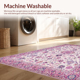 Ultra Soft Area Rug, Non Slip, Stain Resistant, Washable Area Rugs for Living Room, Bedroom, Sophisticated Earthy Floral Geometry(Pink)