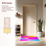 Ultra Soft Area Rug, Non Slip, Stain Resistant, Washable Area Rugs for Living Room, Bedroom, Whimsical Rainbow Abstract Design(Yellow)