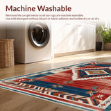 Ultra Soft Area Rug, Non Slip, Stain Resistant, Washable Area Rugs for Living Room, Bedroom, Southwestern Red Living Room Vintage Medallion Rug(Red)