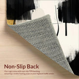 Beige with Abstract Black Brushstroke and Linear Accents(Beige)