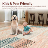 Ultra Soft Area Rug, Non Slip, Stain Resistant, Washable Area Rugs for Living Room, Bedroom, Artful Salmon and Beige Fusion(Orange)