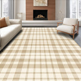 Ultra Soft Area Rug, Non Slip, Stain Resistant, Washable Area Rugs for Living Room, Bedroom, Heritage Beige Checker Area Eclectic Retro Geometric Design(Beige)