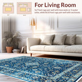 Ultra Soft Area Rug, Non Slip, Stain Resistant, Washable Area Rugs for Living Room, Bedroom, Durable Blue Entryway Area Rug with Intricate Pattern(Blue)