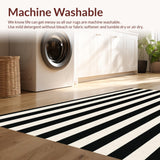 Ultra Soft Area Rug, Non Slip, Stain Resistant, Washable Area Rugs for Living Room, Bedroom, Chic Linear Stripe Rug with Bold Contrasting Bands and Modern Graphic Layout(Black)