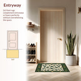 Ultra Soft Area Rug, Non Slip, Stain Resistant, Washable Area Rugs for Living Room, Bedroom, Symmetrical Leaf Motif Area(White)