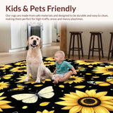 Ultra Soft Area Rug, Non Slip, Stain Resistant, Washable Area Rugs for Living Room, Bedroom, Chic Abstract Butterfly Decoration(Yellow)