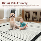 Chic Black White Striped Modern Geometric Area Design(Beige)