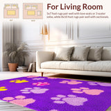 Ultra Soft Area Rug, Non Slip, Stain Resistant, Washable Area Rugs for Living Room, Bedroom, Colorful Artistic Animal Claw Arrangement(Purple)