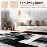 Ultra Soft Area Rug, Non Slip, Stain Resistant, Washable Area Rugs for Living Room, Bedroom, Stylish Gray Tiled Pattern(Gray)