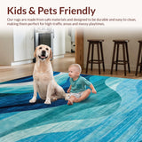 Ultra Soft Area Rug, Non Slip, Stain Resistant, Washable Area Rugs for Living Room, Bedroom, Elegant Textured Modern Aesthetic(Blue)