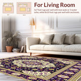 Ultra Soft Area Rug, Non Slip, Stain Resistant, Washable Area Rugs for Living Room, Bedroom, Beige Denim Area(Purple)