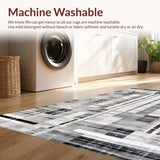 Ultra Soft Area Rug, Non Slip, Stain Resistant, Washable Area Rugs for Living Room, Bedroom, Chic Monochrome Patterned Entryway Rug(Gray)