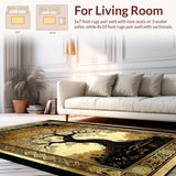 Ultra Soft Area Rug, Non Slip, Stain Resistant, Washable Area Rugs for Living Room, Bedroom, Elegant Low Pile Botanical Touch(Gold)