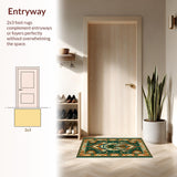 Ultra Soft Area Rug, Non Slip, Stain Resistant, Washable Area Rugs for Living Room, Bedroom, Artistic Green Jungle Vibes(Orange)