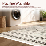 Ultra Soft Area Rug, Non Slip, Stain Resistant, Washable Area Rugs for Living Room, Bedroom, Sophisticated Cozy Chevron Design(Beige)