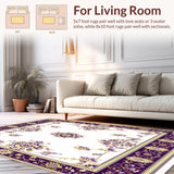 Ultra Soft Area Rug, Non Slip, Stain Resistant, Washable Area Rugs for Living Room, Bedroom, Abstract Loom Floral Area(White)