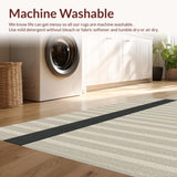 Ultra Soft Area Rug, Non Slip, Stain Resistant, Washable Area Rugs for Living Room, Bedroom, Sleek Black and Beige Stripe Aesthetic(Beige)