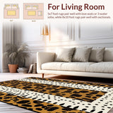 Ultra Soft Area Rug, Non Slip, Stain Resistant, Washable Area Rugs for Living Room, Bedroom, Playful Rustic Safari Design(Brown)